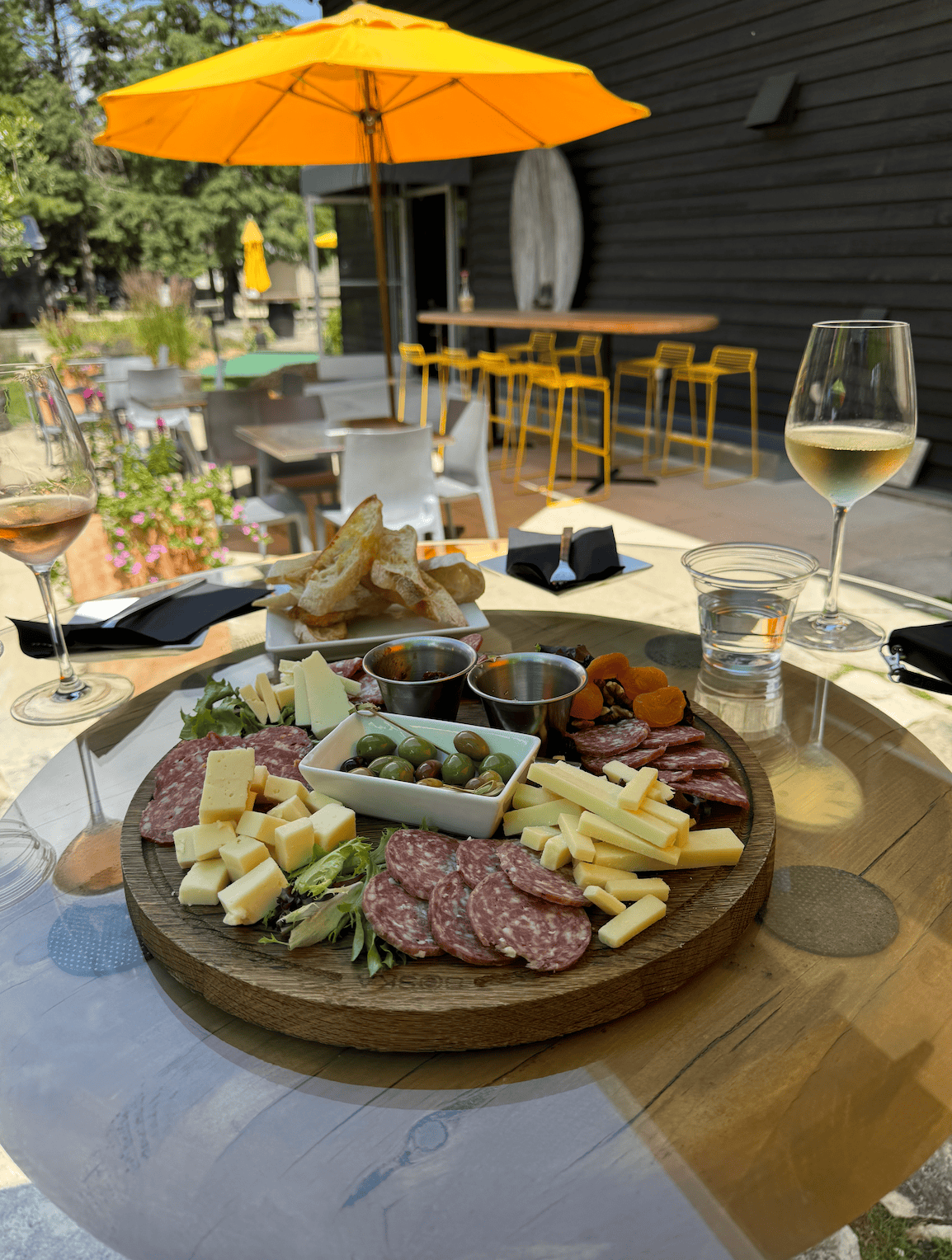 place setting at Stones throw Winery in door county